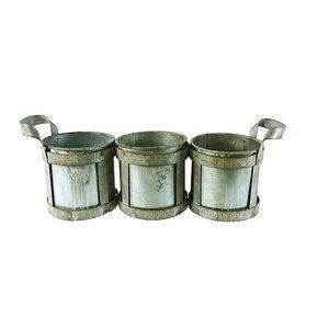 Planter Storage Office Desk Caddy Galvanized Metal Vintage Farmhouse Decor